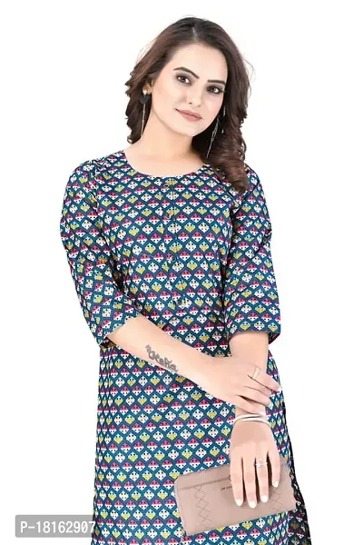 Dishani Cotton Kurtis for Women with Pocket, 3/4th Sleevs  Knee Length, Fine Prints Pure Cotton | Stylish  Trendy Straight Kurtis -(Multicolor, DFI_TL_611_P)-thumb4