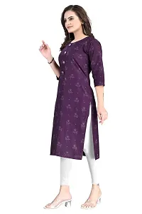 Dishani Cotton Kurtis for Women with Pocket, 3/4th Sleevs  Knee Length, Fine Prints Pure Cotton | Stylish  Trendy Straight Kurtis -(Purple, DFI_TL_603_P)-thumb4