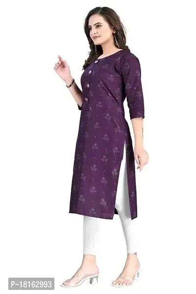 Dishani Cotton Kurtis for Women with Pocket, 3/4th Sleevs  Knee Length, Fine Prints Pure Cotton | Stylish  Trendy Straight Kurtis -(Purple, DFI_TL_603_P)-thumb5