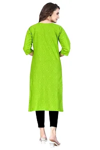 Dishani Cotton Kurtis for Women with Pocket, 3/4th Sleevs  Knee Length, Fine Prints Pure Cotton | Stylish  Trendy Straight Kurtis -(Green, DFI_TL_623_L)-thumb1