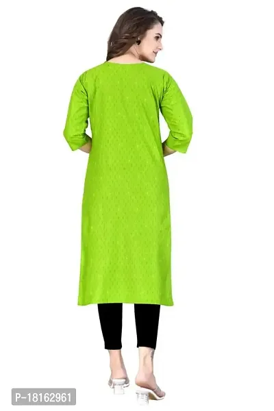 Dishani Cotton Kurtis for Women with Pocket, 3/4th Sleevs  Knee Length, Fine Prints Pure Cotton | Stylish  Trendy Straight Kurtis -(Green, DFI_TL_623_L)-thumb2