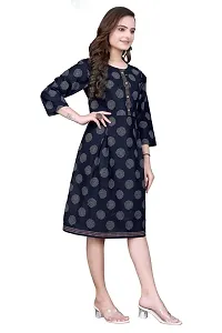 Dishani Anarkali Kurtis for Women, 3/4th Sleevs  Knee Length Fine Prints Pure Cotton | Stylish  Trendy Anarkali Kurtis -(Blue, DFI_FD_1016_P)-thumb4