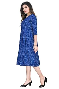 Dishani Anarkali Kurtis for Women, 3/4th Sleevs  Knee Length Fine Prints Pure Cotton | Stylish  Trendy Anarkali Kurtis -(Blue, DFI_FD_814_P)-thumb4