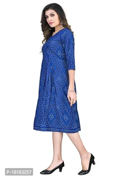 Dishani Anarkali Kurtis for Women, 3/4th Sleevs  Knee Length Fine Prints Pure Cotton | Stylish  Trendy Anarkali Kurtis -(Blue, DFI_FD_814_P)-thumb5