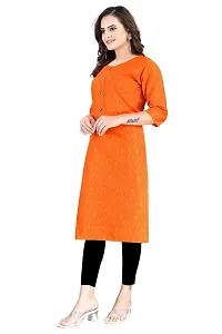 Dishani Cotton Kurtis for Women with Pocket, 3/4th Sleevs  Knee Length, Fine Prints Pure Cotton | Stylish  Trendy Straight Kurtis -(Orange, DFI_TL_615_P)-thumb4