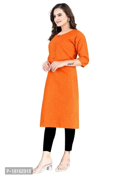 Dishani Cotton Kurtis for Women with Pocket, 3/4th Sleevs  Knee Length, Fine Prints Pure Cotton | Stylish  Trendy Straight Kurtis -(Orange, DFI_TL_615_P)-thumb5