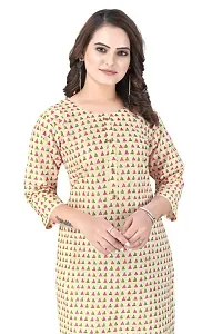 Dishani Cotton Kurtis for Women with Pocket, 3/4th Sleevs  Knee Length, Fine Prints Pure Cotton | Stylish  Trendy Straight Kurtis -(Cream, DFI_TL_601_P)-thumb3