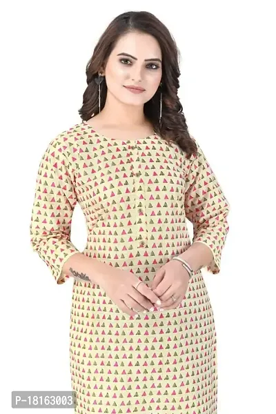 Dishani Cotton Kurtis for Women with Pocket, 3/4th Sleevs  Knee Length, Fine Prints Pure Cotton | Stylish  Trendy Straight Kurtis -(Cream, DFI_TL_601_P)-thumb4