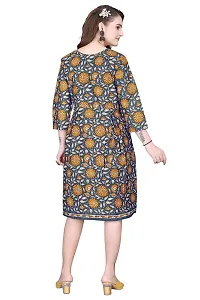 Dishani Anarkali Kurtis for Women, 3/4th Sleevs  Knee Length Fine Prints Pure Cotton | Stylish  Trendy Anarkali Kurtis -(Grey, DFI_FD_1006_P)-thumb1