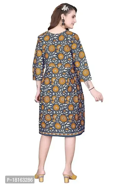 Dishani Anarkali Kurtis for Women, 3/4th Sleevs  Knee Length Fine Prints Pure Cotton | Stylish  Trendy Anarkali Kurtis -(Grey, DFI_FD_1006_P)-thumb2