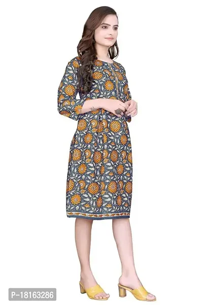 Dishani Anarkali Kurtis for Women, 3/4th Sleevs  Knee Length Fine Prints Pure Cotton | Stylish  Trendy Anarkali Kurtis -(Grey, DFI_FD_1006_P)-thumb5