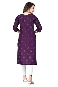 Dishani Cotton Kurtis for Women with Pocket, 3/4th Sleevs  Knee Length, Fine Prints Pure Cotton | Stylish  Trendy Straight Kurtis -(Purple, DFI_TL_603_P)-thumb1