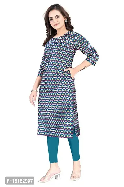 Dishani Cotton Kurtis for Women with Pocket, 3/4th Sleevs  Knee Length, Fine Prints Pure Cotton | Stylish  Trendy Straight Kurtis -(Multicolor, DFI_TL_611_P)-thumb5