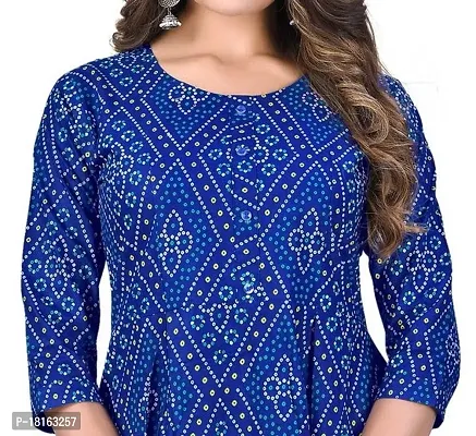 Dishani Anarkali Kurtis for Women, 3/4th Sleevs  Knee Length Fine Prints Pure Cotton | Stylish  Trendy Anarkali Kurtis -(Blue, DFI_FD_814_P)-thumb4