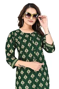 Dishani Cotton Kurtis for Women with Pocket, 3/4th Sleevs  Knee Length, Fine Prints Pure Cotton | Stylish  Trendy Straight Kurtis -(Green, DFI_TL_612_P)-thumb3