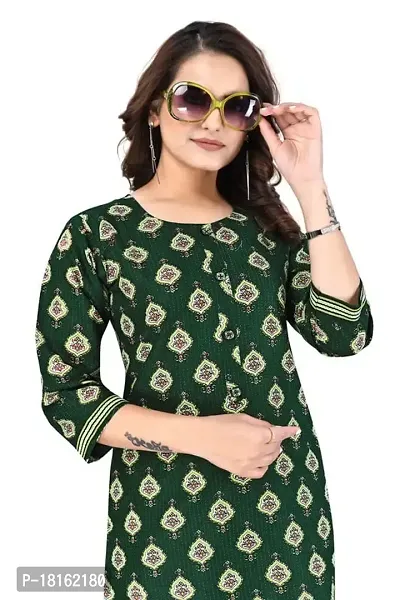 Dishani Cotton Kurtis for Women with Pocket, 3/4th Sleevs  Knee Length, Fine Prints Pure Cotton | Stylish  Trendy Straight Kurtis -(Green, DFI_TL_612_P)-thumb4