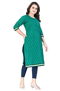 Dishani Cotton Kurtis for Women with Pocket, 3/4th Sleevs  Knee Length, Fine Prints Pure Cotton | Stylish  Trendy Straight Kurtis -(Green, DFI_TL_621_P)-thumb4