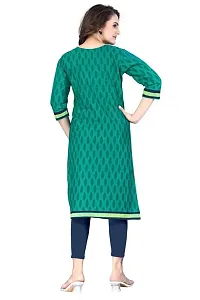 Dishani Cotton Kurtis for Women with Pocket, 3/4th Sleevs  Knee Length, Fine Prints Pure Cotton | Stylish  Trendy Straight Kurtis -(Green, DFI_TL_621_P)-thumb1