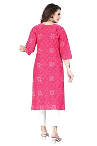 Dishani Cotton Kurtis for Women with Pocket, 3/4th Sleevs  Knee Length, Fine Prints Pure Cotton | Stylish  Trendy Straight Kurtis -(Pink, DFI_TL_628_P)-thumb1