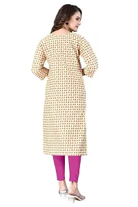 Dishani Cotton Kurtis for Women with Pocket, 3/4th Sleevs  Knee Length, Fine Prints Pure Cotton | Stylish  Trendy Straight Kurtis -(Cream, DFI_TL_601_P)-thumb1