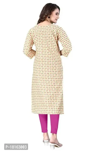 Dishani Cotton Kurtis for Women with Pocket, 3/4th Sleevs  Knee Length, Fine Prints Pure Cotton | Stylish  Trendy Straight Kurtis -(Cream, DFI_TL_601_P)-thumb2