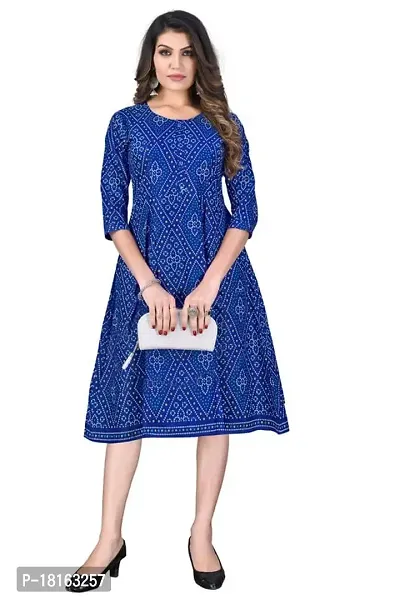 Dishani Anarkali Kurtis for Women, 3/4th Sleevs  Knee Length Fine Prints Pure Cotton | Stylish  Trendy Anarkali Kurtis -(Blue, DFI_FD_814_P)-thumb0