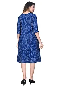 Dishani Anarkali Kurtis for Women, 3/4th Sleevs  Knee Length Fine Prints Pure Cotton | Stylish  Trendy Anarkali Kurtis -(Blue, DFI_FD_814_P)-thumb1