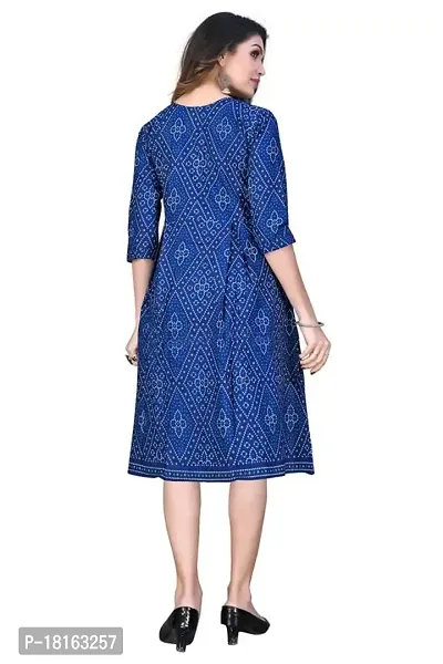 Dishani Anarkali Kurtis for Women, 3/4th Sleevs  Knee Length Fine Prints Pure Cotton | Stylish  Trendy Anarkali Kurtis -(Blue, DFI_FD_814_P)-thumb2