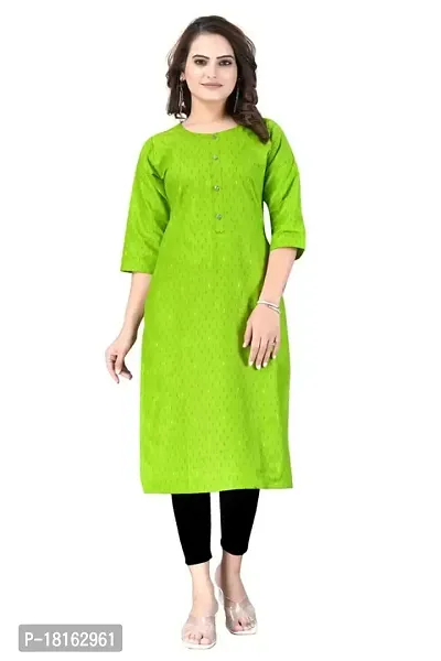 Dishani Cotton Kurtis for Women with Pocket, 3/4th Sleevs  Knee Length, Fine Prints Pure Cotton | Stylish  Trendy Straight Kurtis -(Green, DFI_TL_623_L)