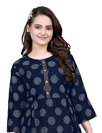 Dishani Anarkali Kurtis for Women, 3/4th Sleevs  Knee Length Fine Prints Pure Cotton | Stylish  Trendy Anarkali Kurtis -(Blue, DFI_FD_1016_P)-thumb3