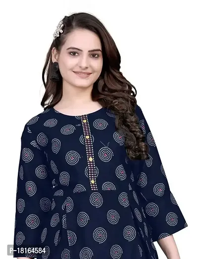 Dishani Anarkali Kurtis for Women, 3/4th Sleevs  Knee Length Fine Prints Pure Cotton | Stylish  Trendy Anarkali Kurtis -(Blue, DFI_FD_1016_P)-thumb4