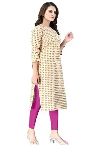 Dishani Cotton Kurtis for Women with Pocket, 3/4th Sleevs  Knee Length, Fine Prints Pure Cotton | Stylish  Trendy Straight Kurtis -(Cream, DFI_TL_601_P)-thumb4