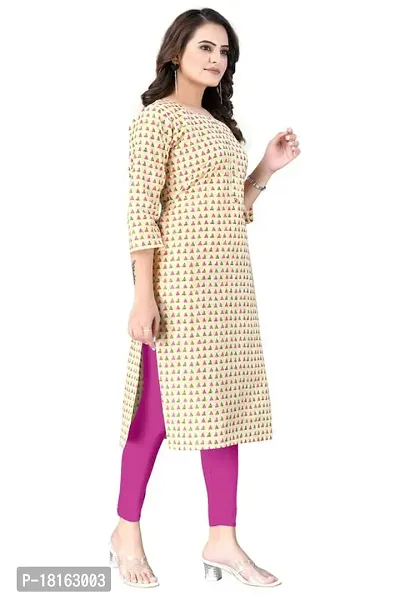 Dishani Cotton Kurtis for Women with Pocket, 3/4th Sleevs  Knee Length, Fine Prints Pure Cotton | Stylish  Trendy Straight Kurtis -(Cream, DFI_TL_601_P)-thumb5