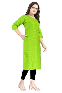 Dishani Cotton Kurtis for Women with Pocket, 3/4th Sleevs  Knee Length, Fine Prints Pure Cotton | Stylish  Trendy Straight Kurtis -(Green, DFI_TL_623_L)-thumb4