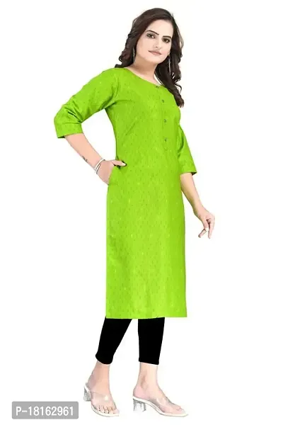 Dishani Cotton Kurtis for Women with Pocket, 3/4th Sleevs  Knee Length, Fine Prints Pure Cotton | Stylish  Trendy Straight Kurtis -(Green, DFI_TL_623_L)-thumb5