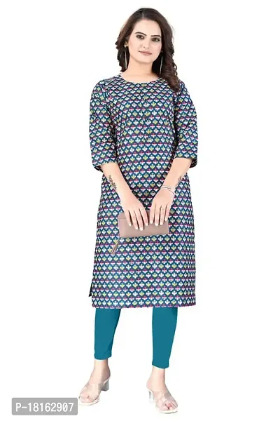 Dishani Cotton Kurtis for Women with Pocket, 3/4th Sleevs  Knee Length, Fine Prints Pure Cotton | Stylish  Trendy Straight Kurtis -(Multicolor, DFI_TL_611_P)-thumb0