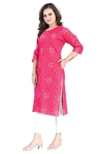 Dishani Cotton Kurtis for Women with Pocket, 3/4th Sleevs  Knee Length, Fine Prints Pure Cotton | Stylish  Trendy Straight Kurtis -(Pink, DFI_TL_628_P)-thumb4