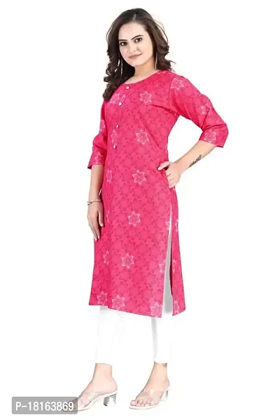 Dishani Cotton Kurtis for Women with Pocket, 3/4th Sleevs  Knee Length, Fine Prints Pure Cotton | Stylish  Trendy Straight Kurtis -(Pink, DFI_TL_628_P)-thumb5