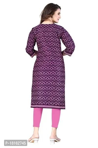 Dishani Cotton Kurtis for Women with Pocket, 3/4th Sleevs  Knee Length, Fine Prints Pure Cotton | Stylish  Trendy Straight Kurtis -(Purple, DFI_TL_619_P)-thumb2