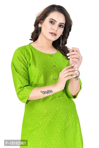 Dishani Cotton Kurtis for Women with Pocket, 3/4th Sleevs  Knee Length, Fine Prints Pure Cotton | Stylish  Trendy Straight Kurtis -(Green, DFI_TL_623_L)-thumb4