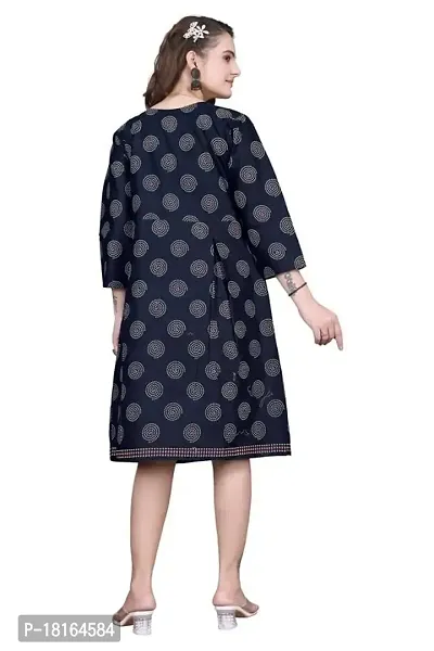 Dishani Anarkali Kurtis for Women, 3/4th Sleevs  Knee Length Fine Prints Pure Cotton | Stylish  Trendy Anarkali Kurtis -(Blue, DFI_FD_1016_P)-thumb2