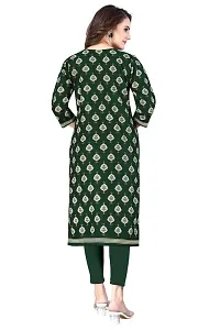 Dishani Cotton Kurtis for Women with Pocket, 3/4th Sleevs  Knee Length, Fine Prints Pure Cotton | Stylish  Trendy Straight Kurtis -(Green, DFI_TL_612_P)-thumb1