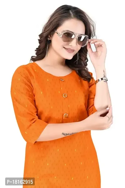 Dishani Cotton Kurtis for Women with Pocket, 3/4th Sleevs  Knee Length, Fine Prints Pure Cotton | Stylish  Trendy Straight Kurtis -(Orange, DFI_TL_615_P)-thumb4