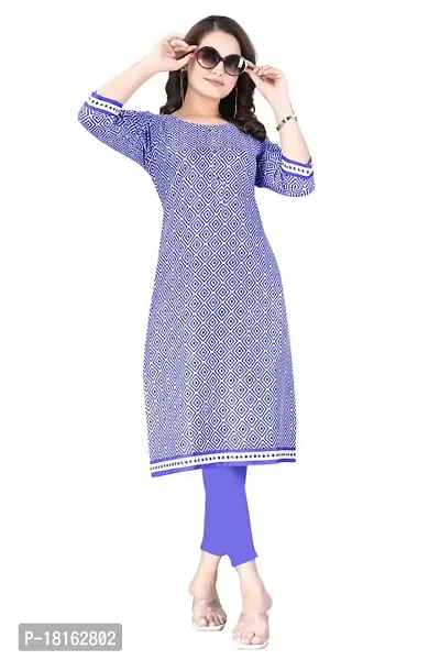 Dishani Cotton Kurtis for Women with Pocket, 3/4th Sleevs  Knee Length, Fine Prints Pure Cotton | Stylish  Trendy Straight Kurtis -(Purple, DFI_TL_613_P)