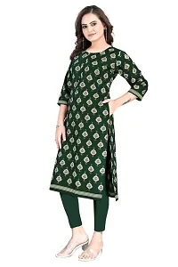 Dishani Cotton Kurtis for Women with Pocket, 3/4th Sleevs  Knee Length, Fine Prints Pure Cotton | Stylish  Trendy Straight Kurtis -(Green, DFI_TL_612_P)-thumb4