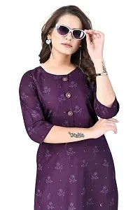 Dishani Cotton Kurtis for Women with Pocket, 3/4th Sleevs  Knee Length, Fine Prints Pure Cotton | Stylish  Trendy Straight Kurtis -(Purple, DFI_TL_603_P)-thumb3