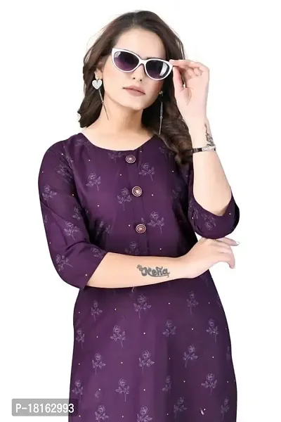 Dishani Cotton Kurtis for Women with Pocket, 3/4th Sleevs  Knee Length, Fine Prints Pure Cotton | Stylish  Trendy Straight Kurtis -(Purple, DFI_TL_603_P)-thumb4