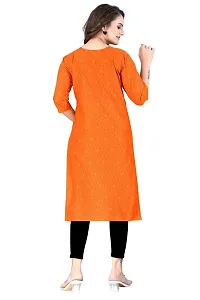 Dishani Cotton Kurtis for Women with Pocket, 3/4th Sleevs  Knee Length, Fine Prints Pure Cotton | Stylish  Trendy Straight Kurtis -(Orange, DFI_TL_615_P)-thumb1