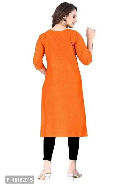 Dishani Cotton Kurtis for Women with Pocket, 3/4th Sleevs  Knee Length, Fine Prints Pure Cotton | Stylish  Trendy Straight Kurtis -(Orange, DFI_TL_615_P)-thumb2