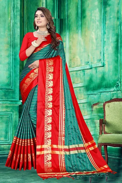 Glamorous Cotton Silk Saree with Blouse piece 